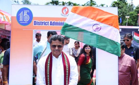 Tripura CM Dr Manik Saha joins Har Ghar Tiranga drive in Unakoti district.